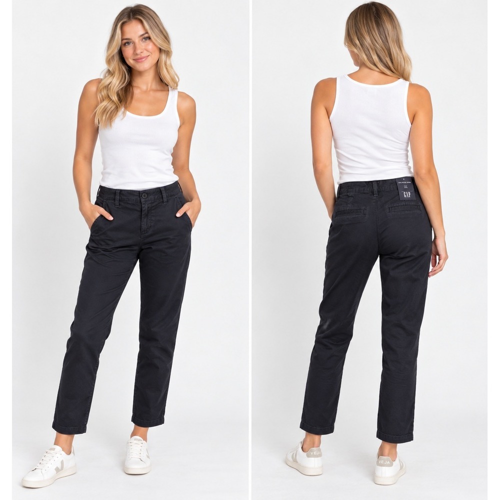 Gap Girlfriend Chino Pants Navy Blue Size 0 NWT Relaxed Tapered Pockets $60